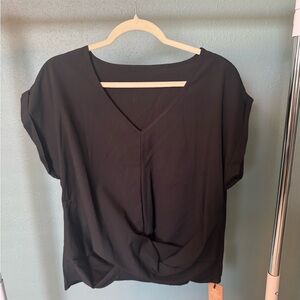 SHEIN Black V-Neck Short Sleeve Blouse